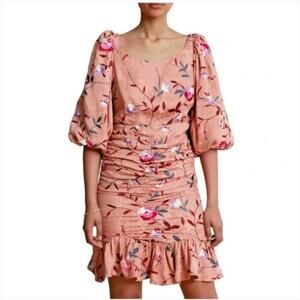 Timo satin floral ruched midi dress